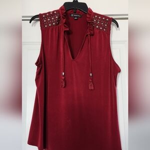 INC sleeveless banded blouse with gunmetal studs
